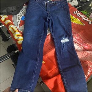 Old Navy Dark Blue Skinny Jeans with Knee Distress